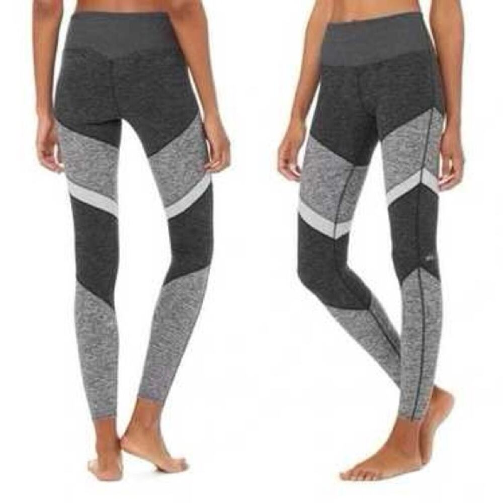Alo Yoga Sheila Colorblock Heather Gray Ankle Leggings Size XS